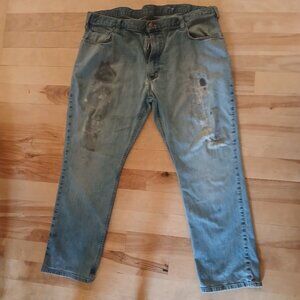 Thrashed Distressed Destroyed Carhartt Denim Jean Pants Size 42/30